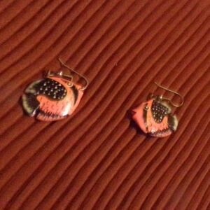 vintage light weight drop fish earrings colorful